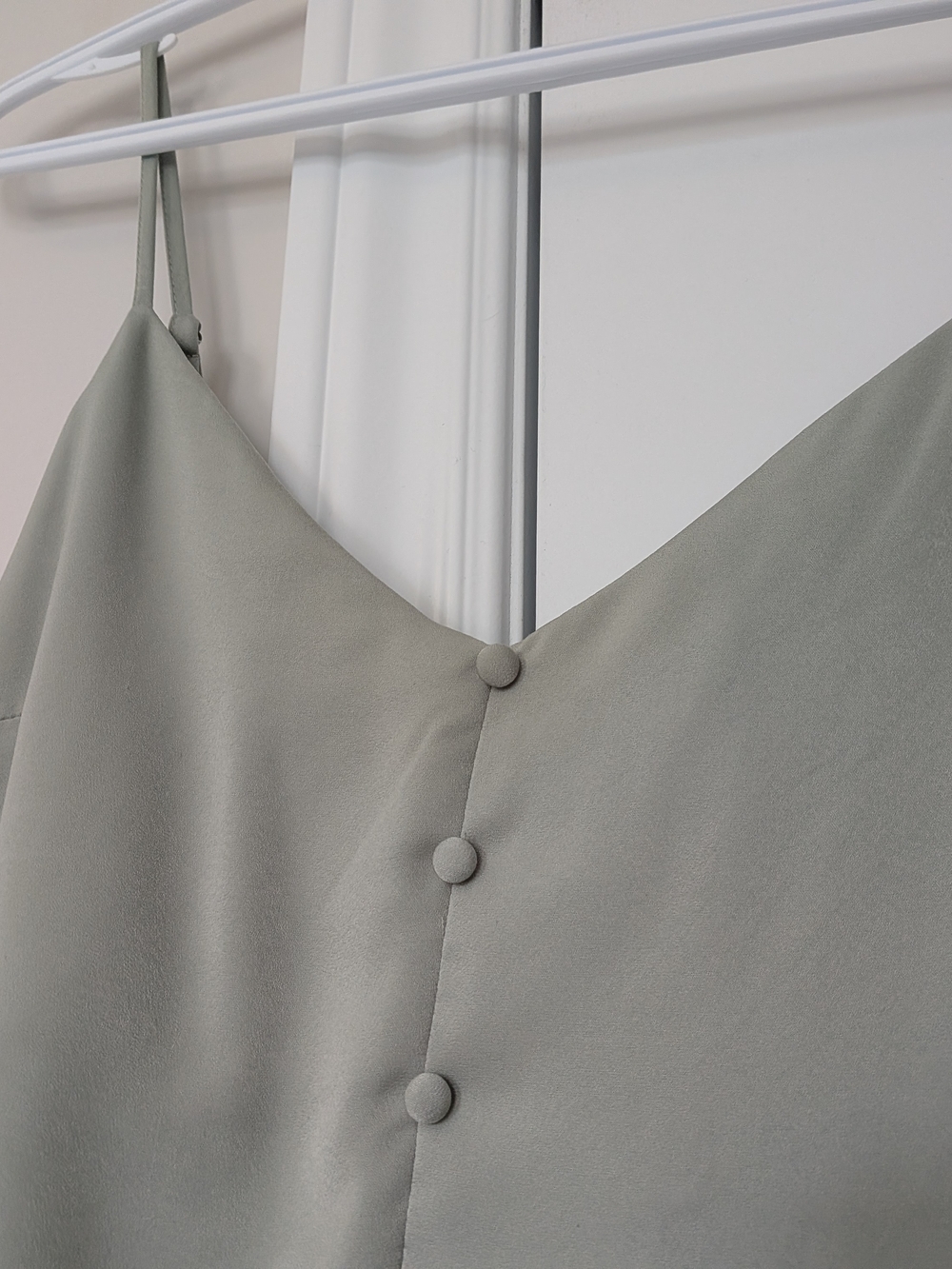 Satin Slip Dress in Sage Green - Picture 4 of 10